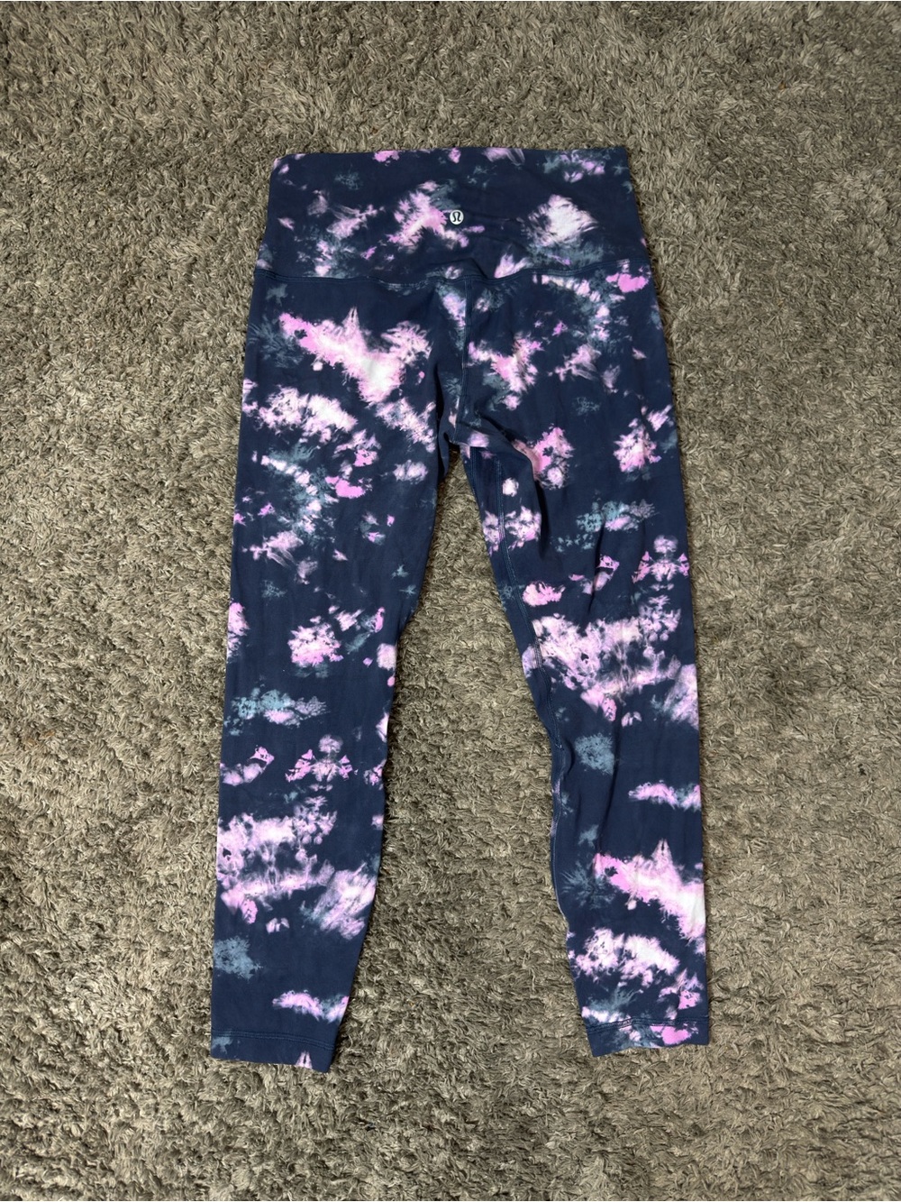 lululemon athletica Navy Tie-Dye Leggings with Pink Accents